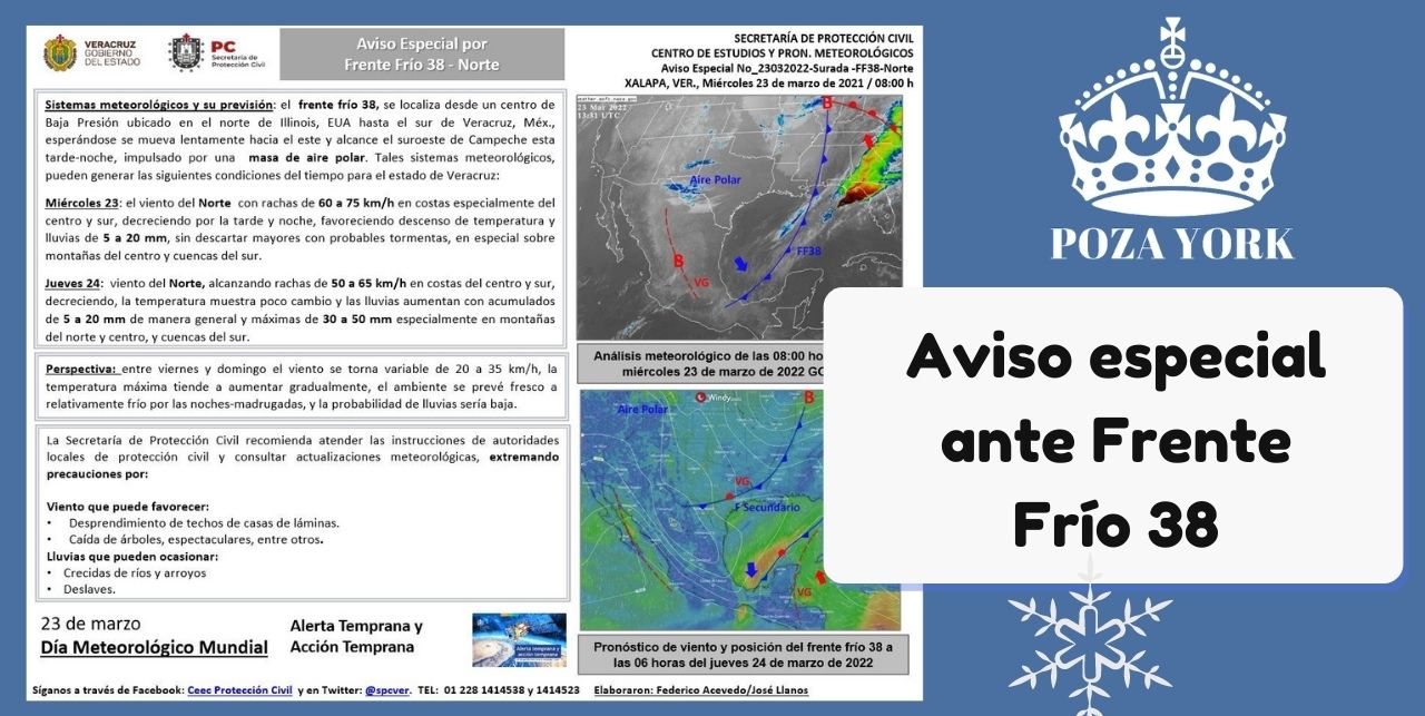 Aviso especial ante Frente Frío 38