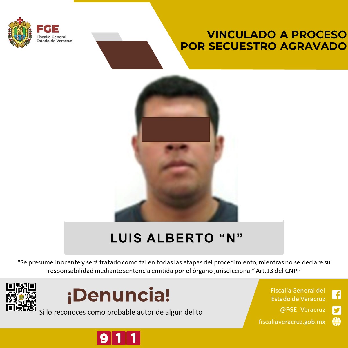 La FGE obtuvo vinculación a proceso por presunto delito de secuestro agravado