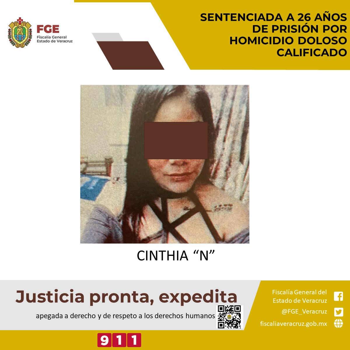 Es sentenciada a 26 años de prisión por homicidio doloso calificado