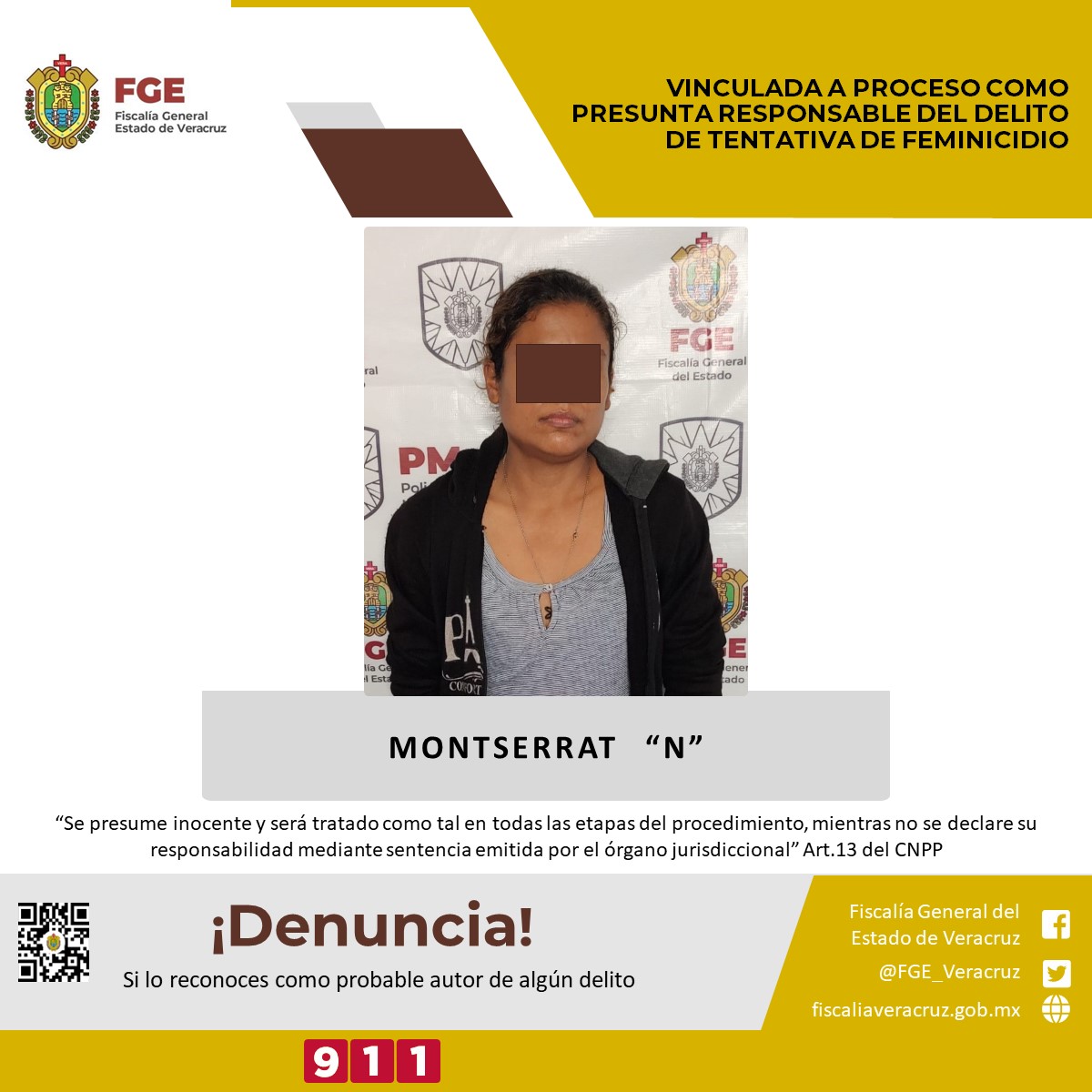 Vinculada a proceso como presunta responsable del delito de tentativa de feminicidio￼