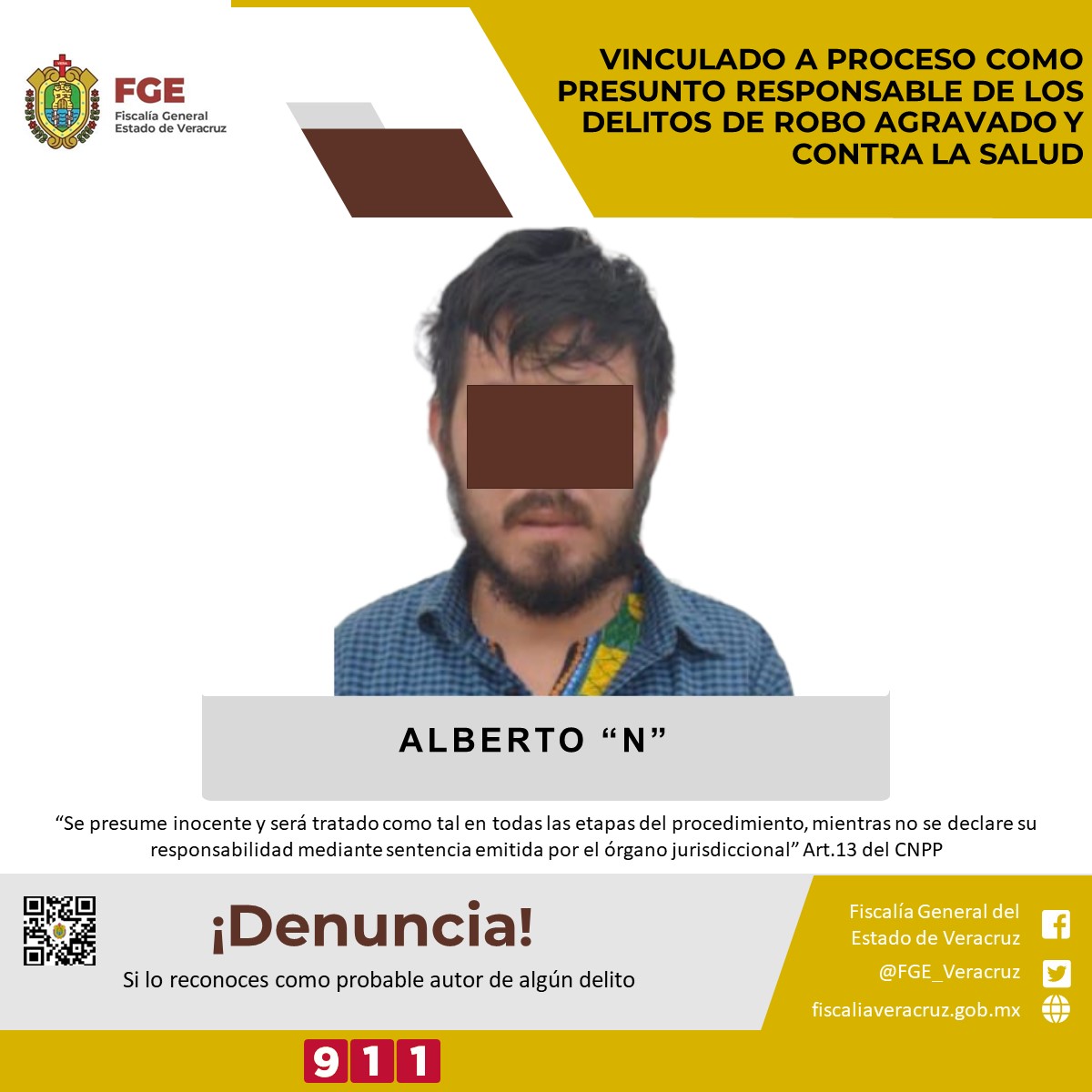 Vinculado a proceso como presunto responsable de los delitos de robo agravado y contra la salud