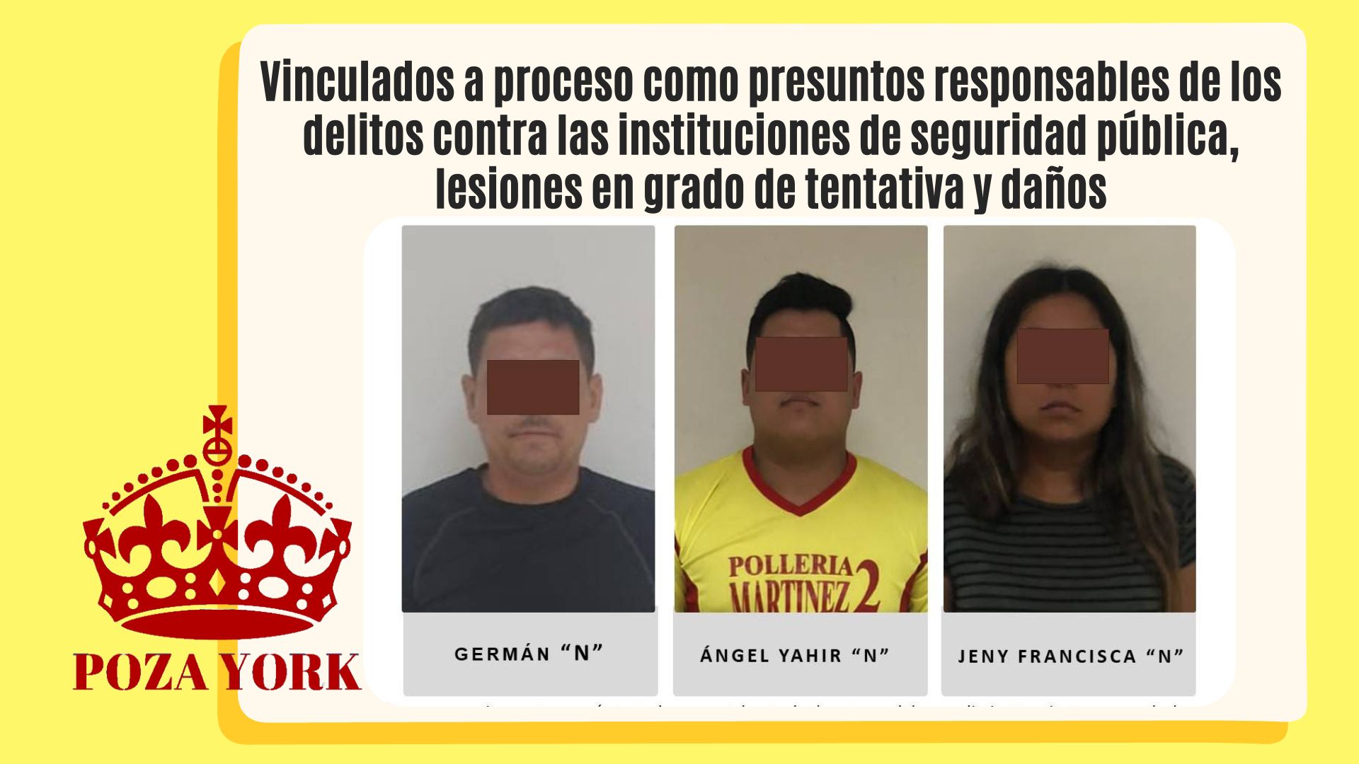 Vinculados a proceso como presuntos responsables de los delitos contra las instituciones de seguridad pública, lesiones en grado de tentativa y daños