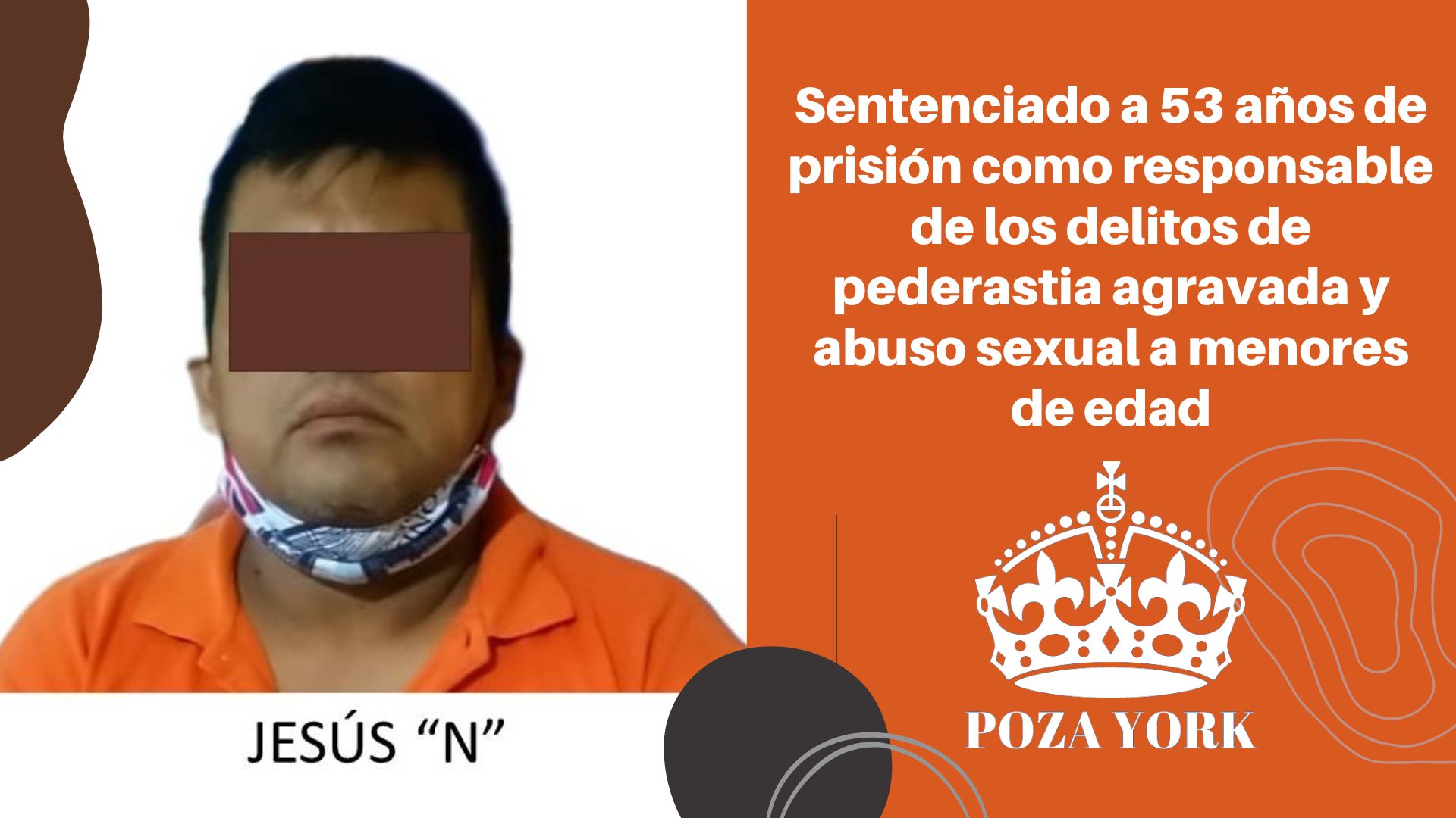 Sentenciado a 53 años de prisión como responsable de los delitos de pederastia agravada y abuso sexual a menores de edad