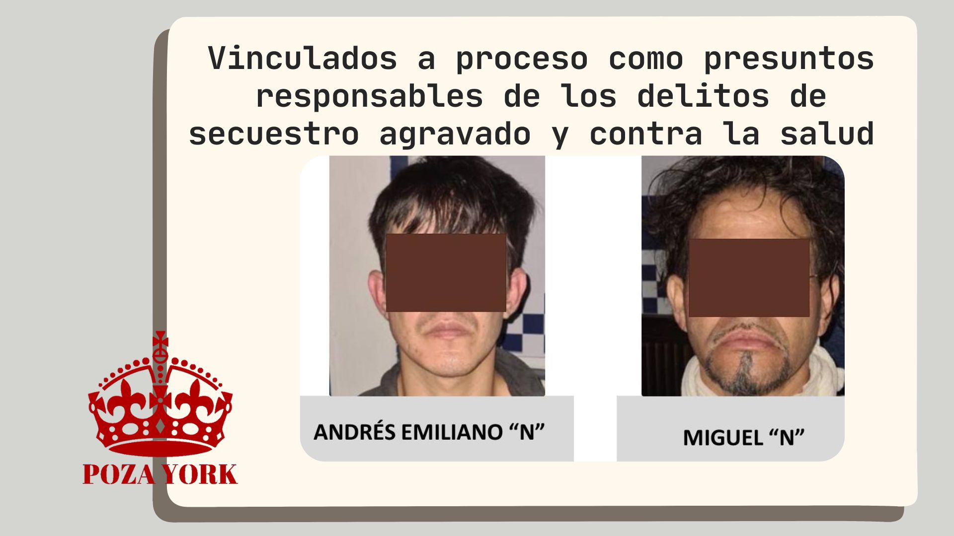 Vinculados a proceso como presuntos responsables de los delitos de secuestro agravado y contra la salud